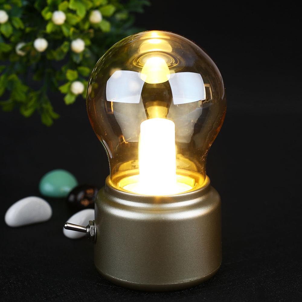 Handheld Retro Desk Lamp, USB Rechargeable | ABS and Glass, 11 x 7 x 6 cm | Gold or Black, 12 Hour Battery Life