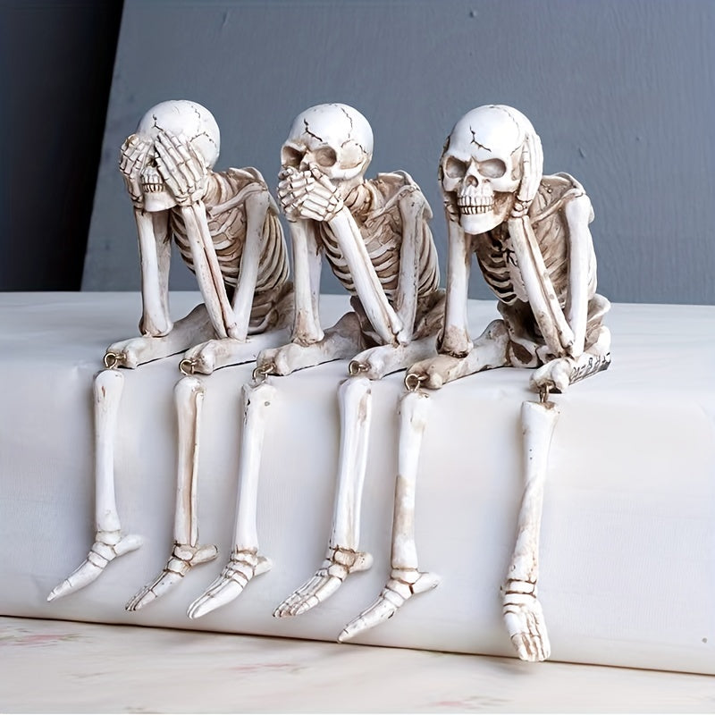Hanging Skeleton Decoration Resin | Indoor & Outdoor Weather Resistant | Halloween Easter Hanukkah Christmas Decor