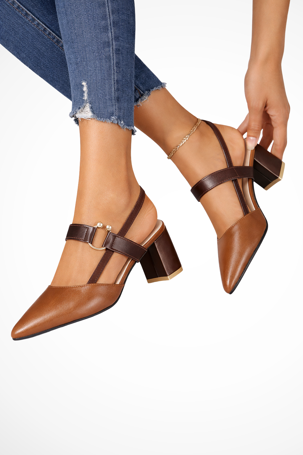 Harriet | Women's Slingback Heels – Black and White Two-Tone Design