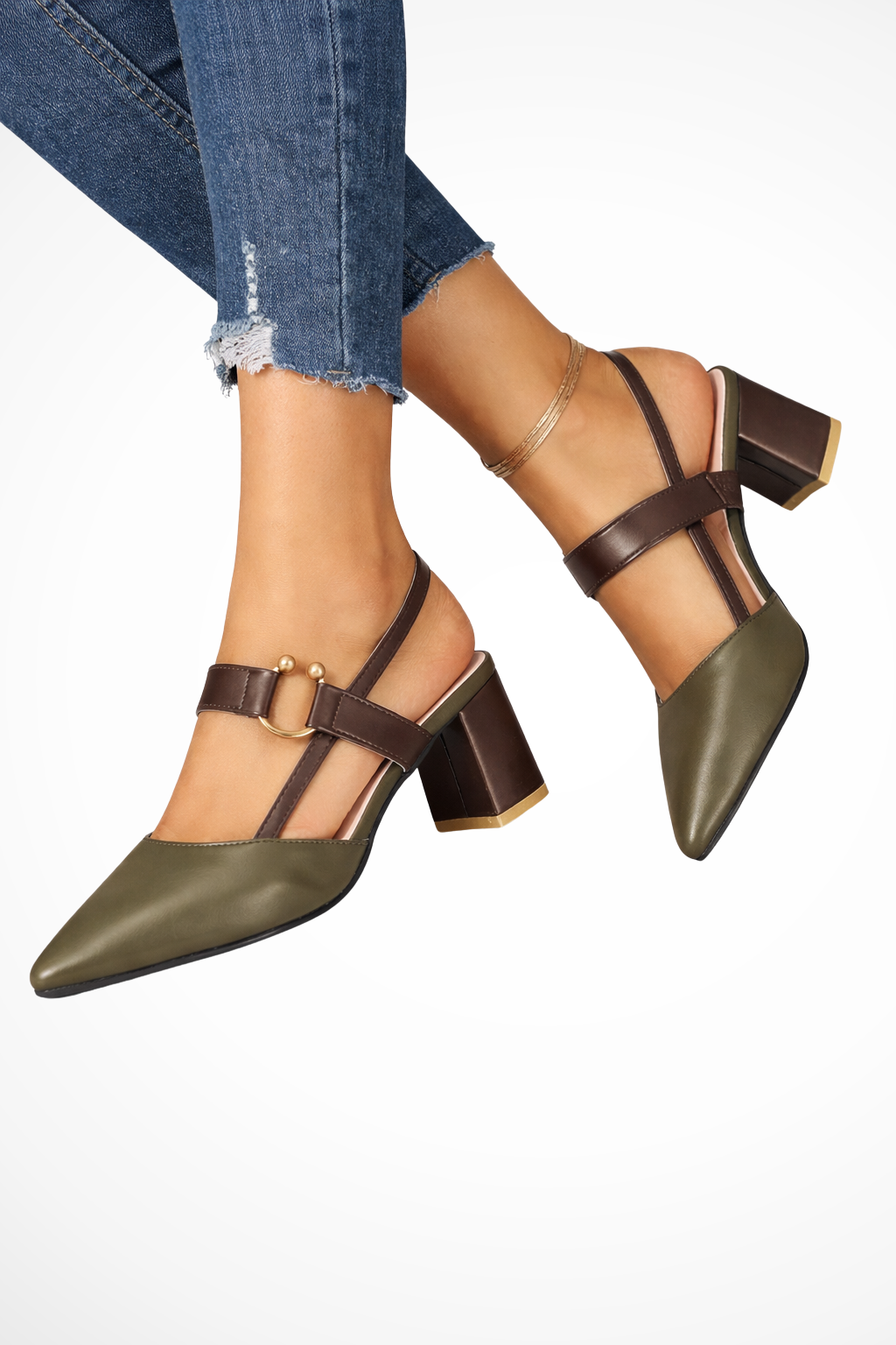 Harriet | Women's Slingback Heels – Black and White Two-Tone Design
