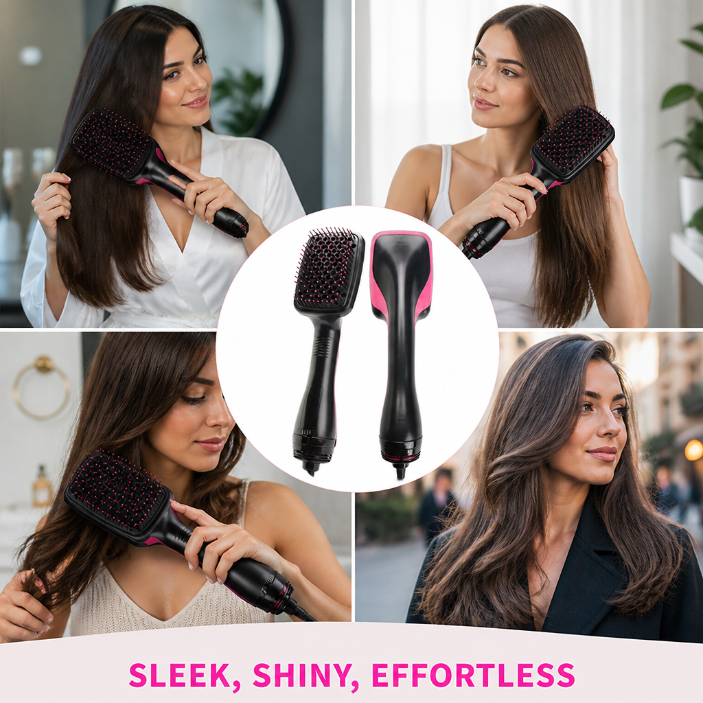 Hot Air Styler Brush | Negative Ion Technology & Oval Volumising Head | Dries, Straightens & Styles in One Step