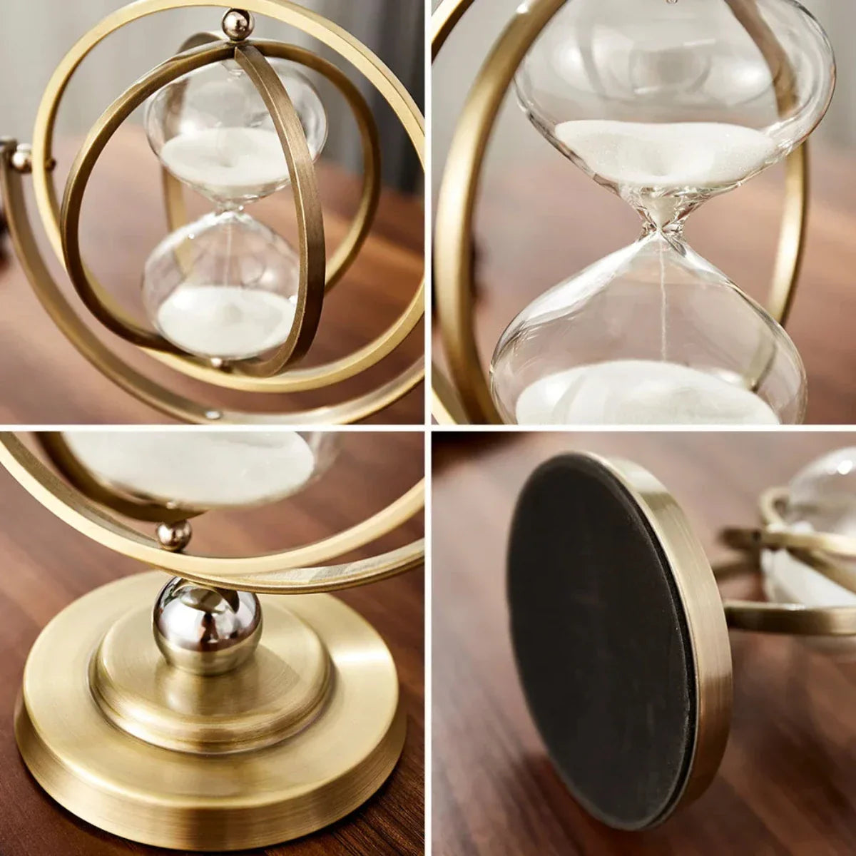Hourglass Sand Timer | Pivoting Rings, Pedestal Base