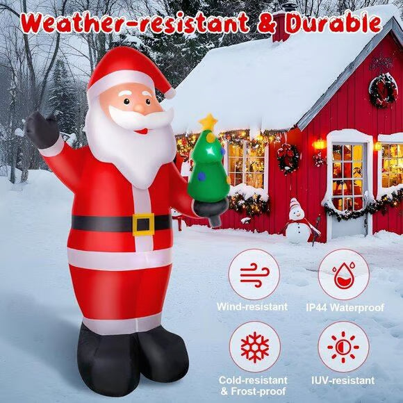 Inflatable Santa Claus Christmas Decoration | Built-in LEDs, Sandbags & Stakes Included | Waterproof Outdoor Yard Display