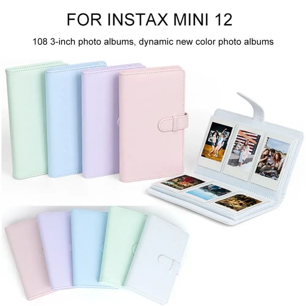 Instax Mini Photo Album PU Leather | 108 Pocket Capacity, Transparent Sleeves | Protects & Organises Instant Prints
