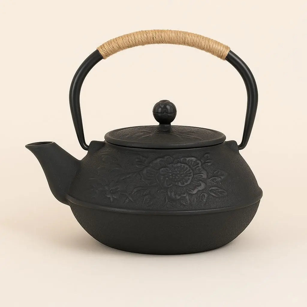 Japanese Teapot | Handmade Cast Iron Tea Pot, Floral Design & Ideal for Japanese Tea Set and Herbal Infusions 4