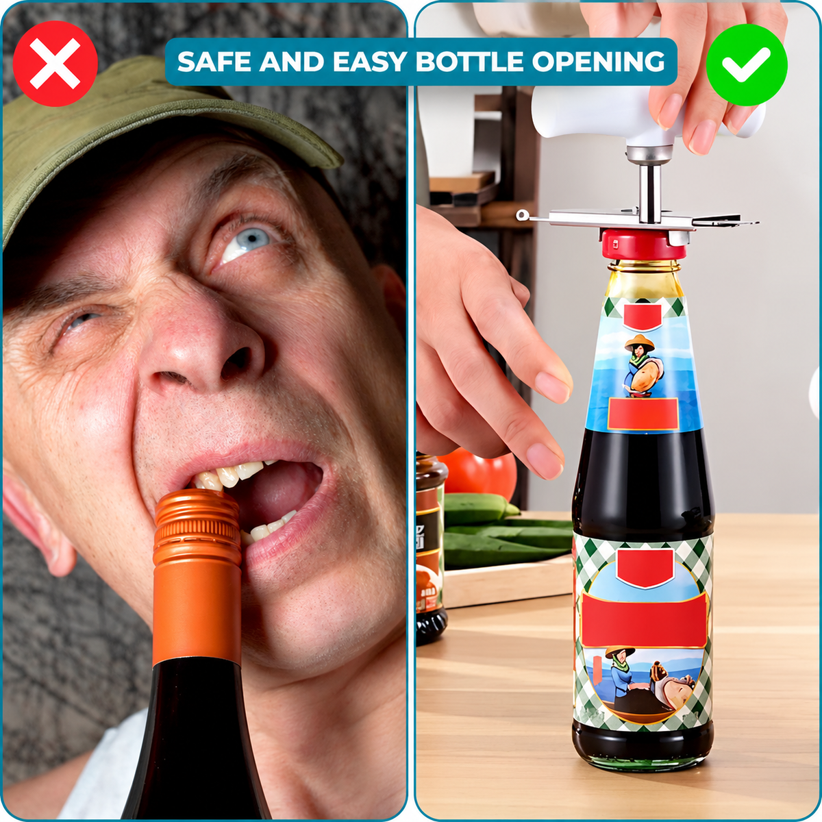 Jar and Bottle Opener Stainless Steel | Adjustable Clamp Grips Lids 2.5-9.5cm | Effortless Opening, No Hand Strain