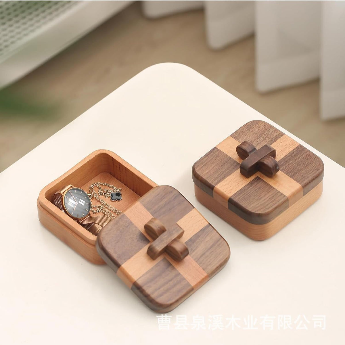 Jewelry Organizer Box | Two-Tone Lid, Sliding Cross Catch