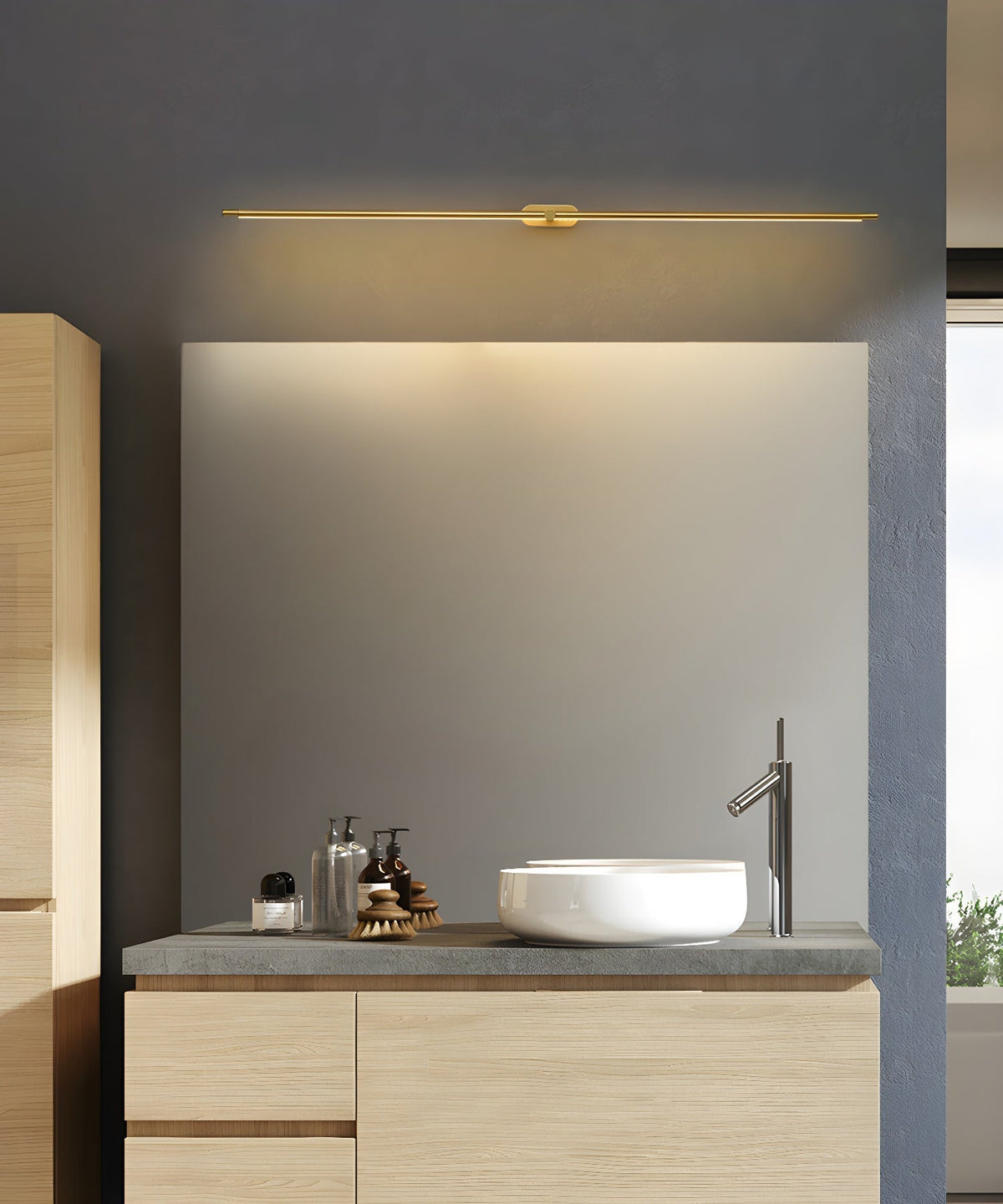 Linear Wall Lamp Metal & Acrylic, 68/98/128 cm | Black or Gold, Warm or Cool White | Integrated LED, Bathroom Safe 3