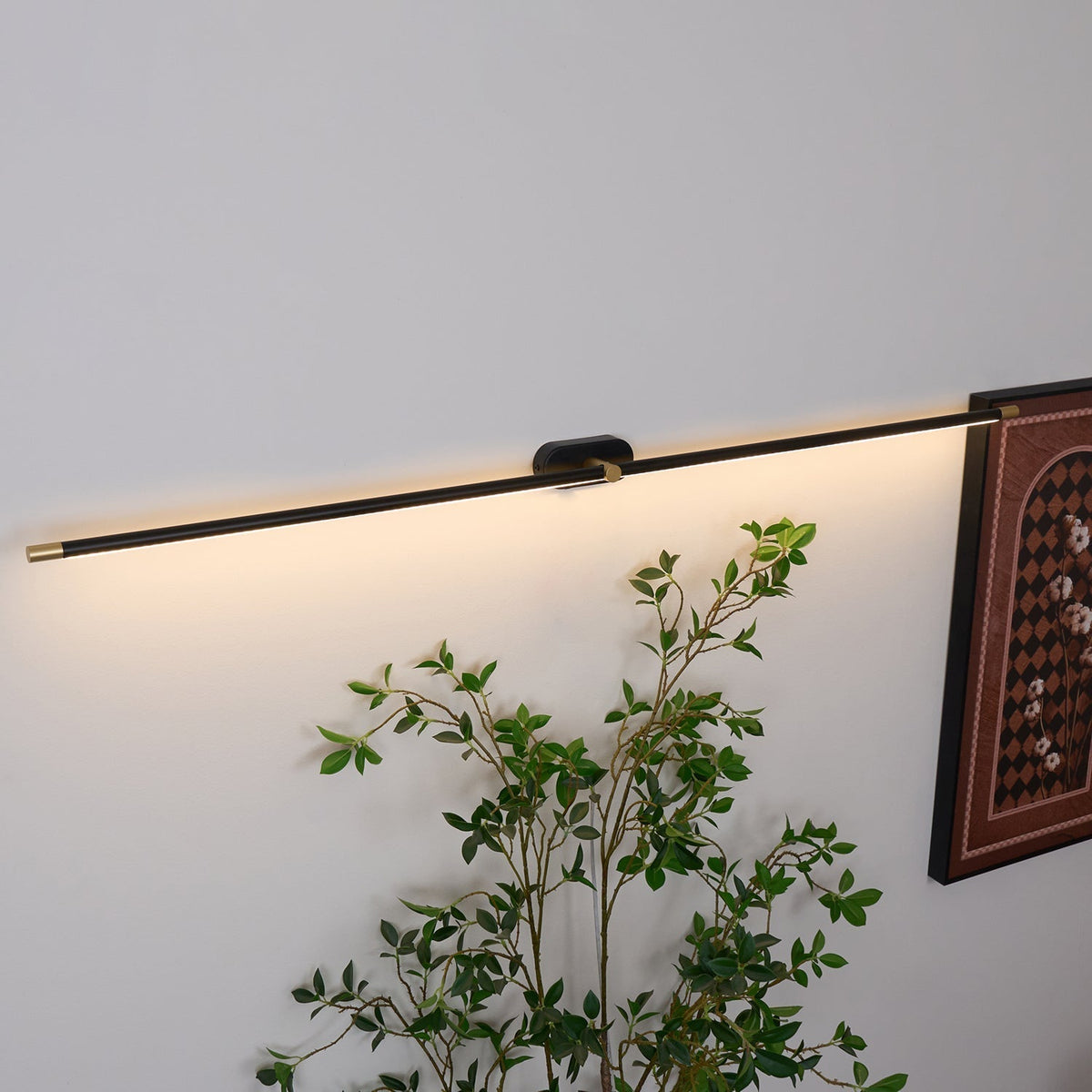 Linear Wall Lamp Metal & Acrylic, 68/98/128 cm | Black or Gold, Warm or Cool White | Integrated LED, Bathroom Safe 15