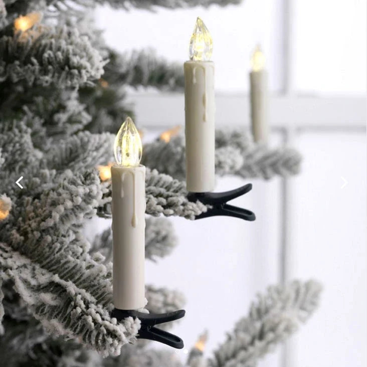 Cordless Clip-On Christmas Candles | Remote-Controlled Flicker, 6-Hour Timer | Flame-Free LED for Trees & Wreaths 3