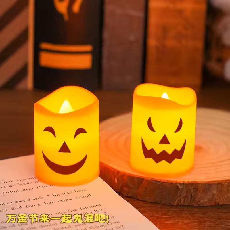 LED Candle Lights Halloween Decor | 6-Piece Pumpkin, Skull & Ghost Set | Battery-Powered Flameless Flicker for Parties