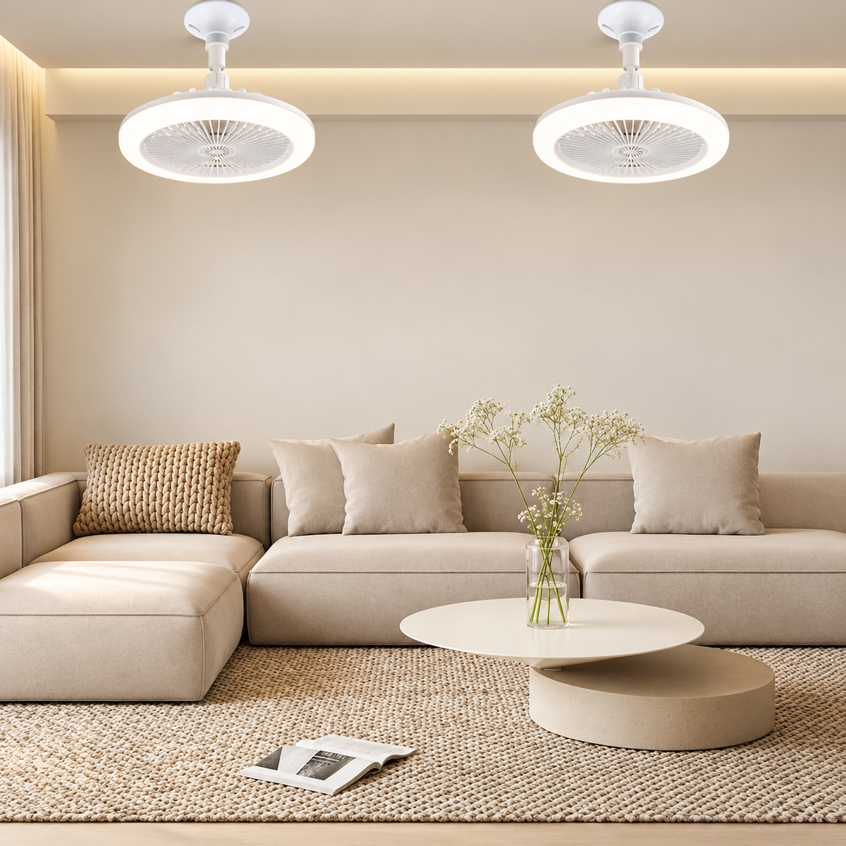 LED Ceiling Fan | Lit Outer Ring And Screw-In Fitting