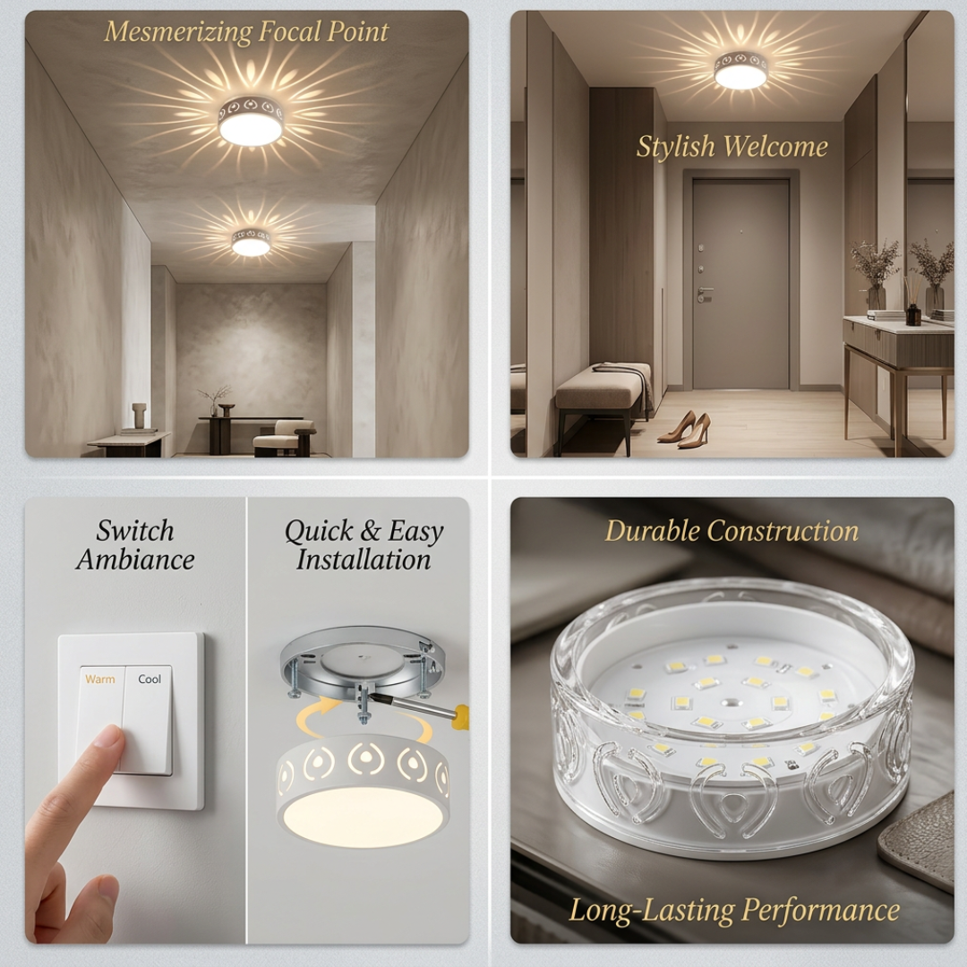 LED Ceiling Light | SkyGlow Crystal-Acrylic Flush Mount Fixture