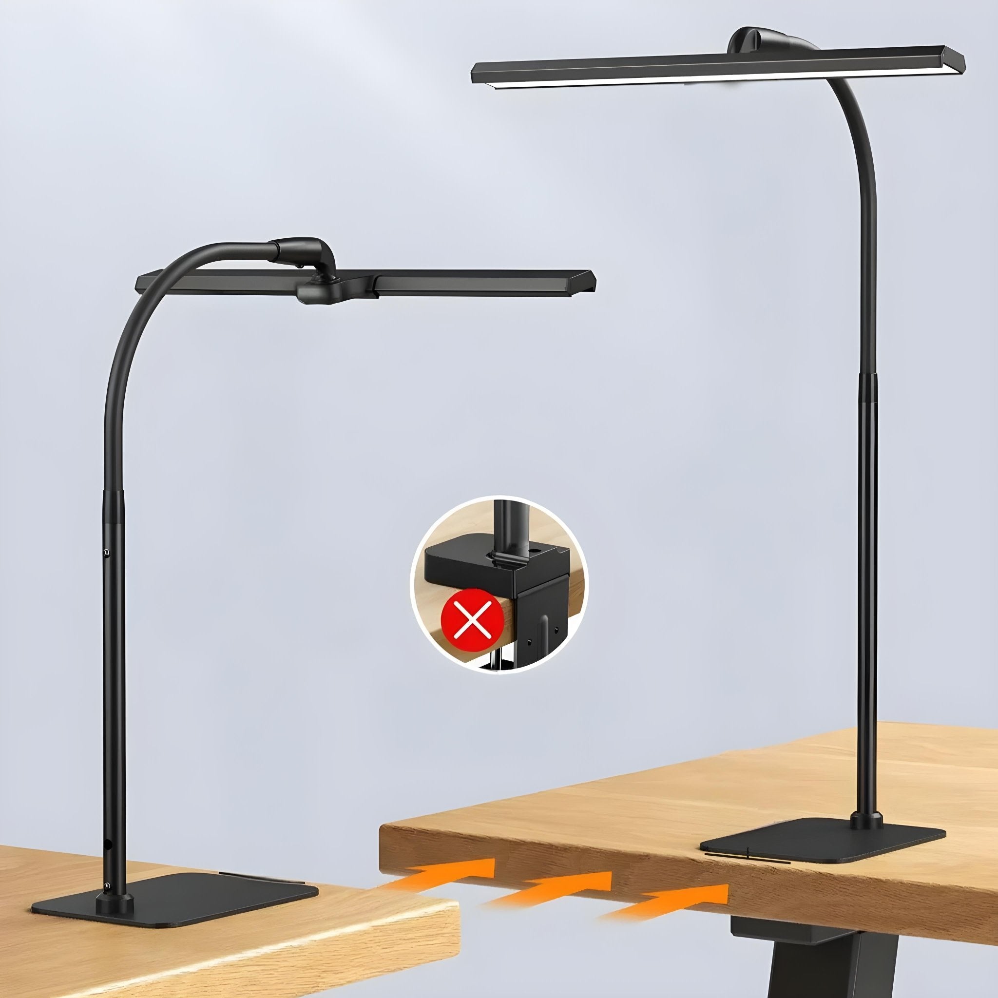 LED Desk Lamp | Wide Bar Light With A Flexible Neck