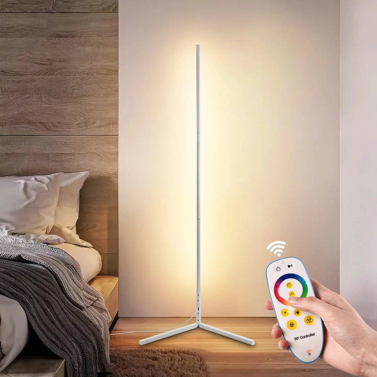 LED Floor Lamp with Remote Control | Dimmable, 3 Colour Temperatures (3000K-6000K) | Corner Mood Lighting, USB Powered