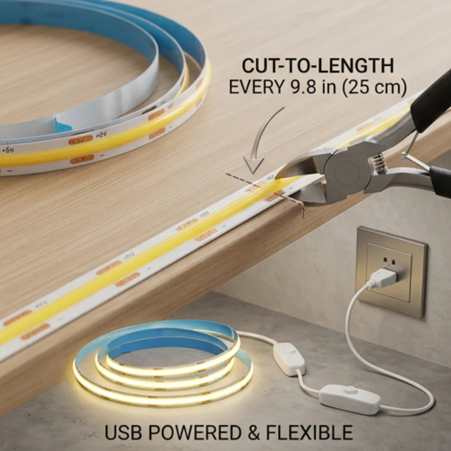 LED Light Strip | GlowLine Cuttable Adhesive USB Lighting