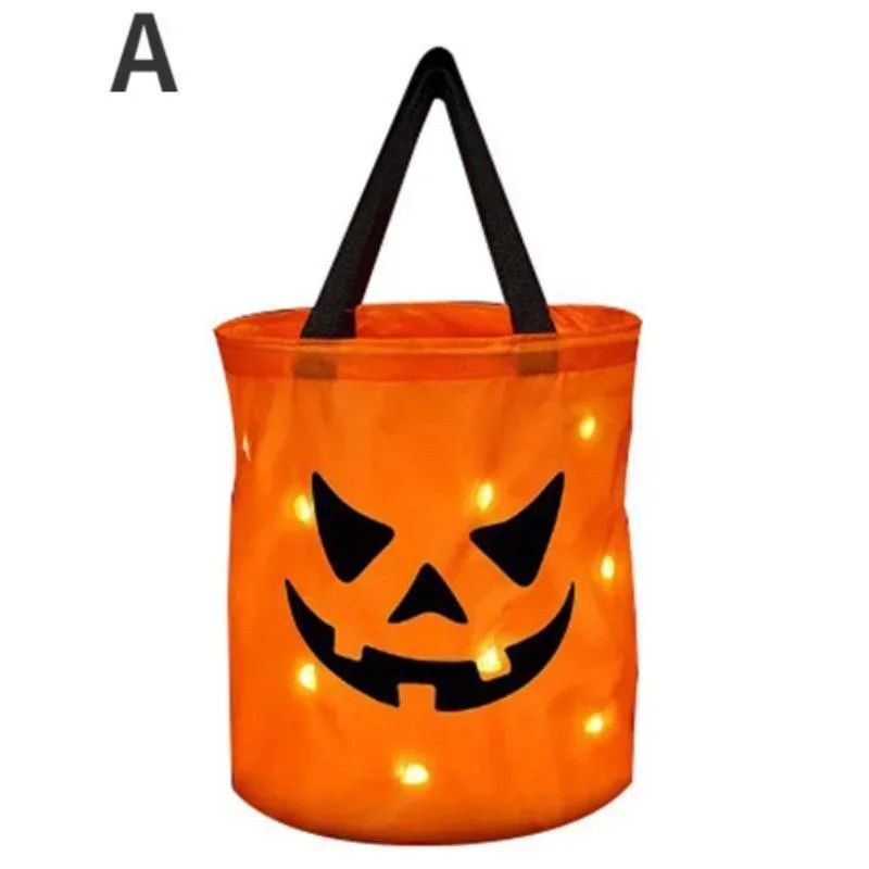 LED Light-Up Pumpkin Trick-or-Treat Bucket | Collapsible & Reusable | Glows for Safer, More Visible Halloween Nights
