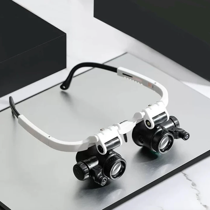 LED Magnifying Glasses Head-Mounted | Adjustable 8x 15x 23x Lenses with Built-In LED Light | Hands-Free Precision Tool
