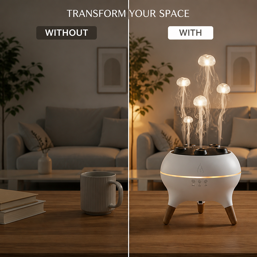LED Mist Diffuser | Pulsing Water Vapour Rings & Colour-Changing Light | Silent, Chemical-Free Mist for Relaxation