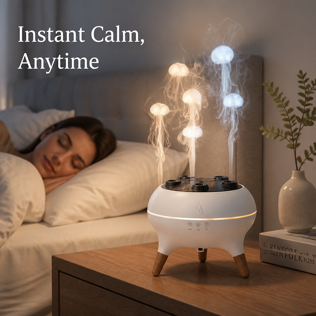 LED Mist Diffuser | Pulsing Water Vapour Rings & Colour-Changing Light | Silent, Chemical-Free Mist for Relaxation