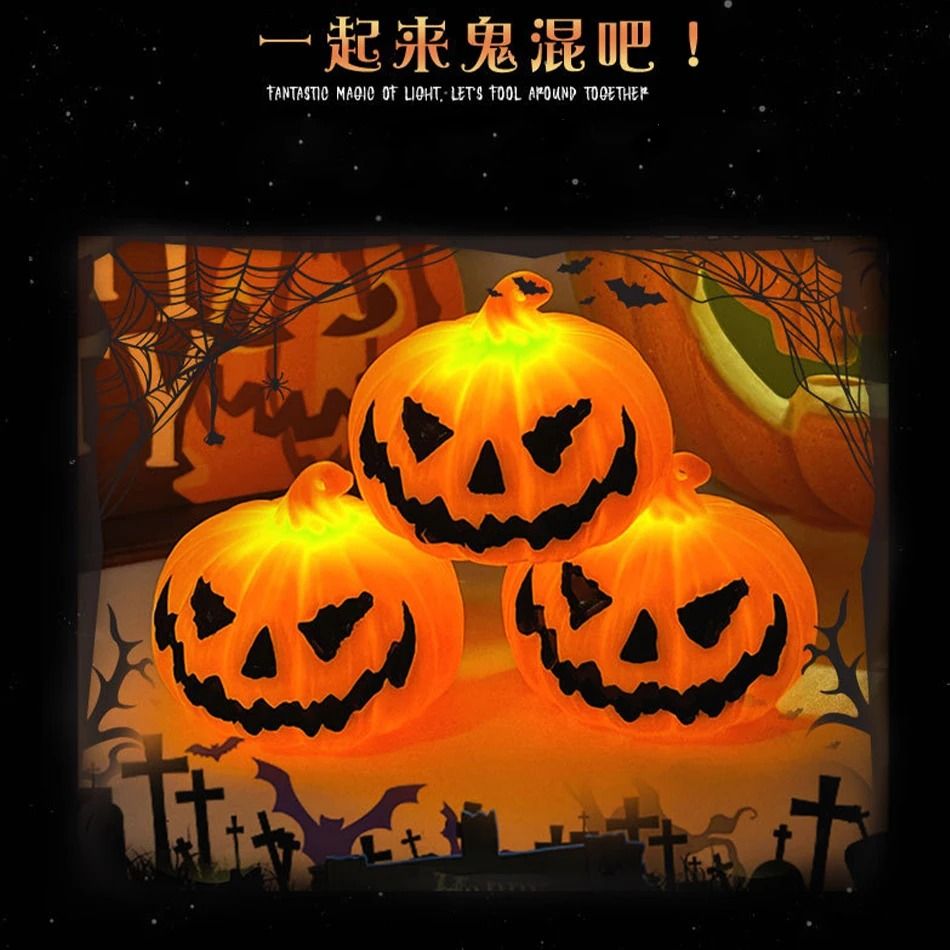 LED Pumpkin Lantern Halloween Decoration | Flameless Battery-Powered Candle Light | Skull Ghost Face Reusable Decor