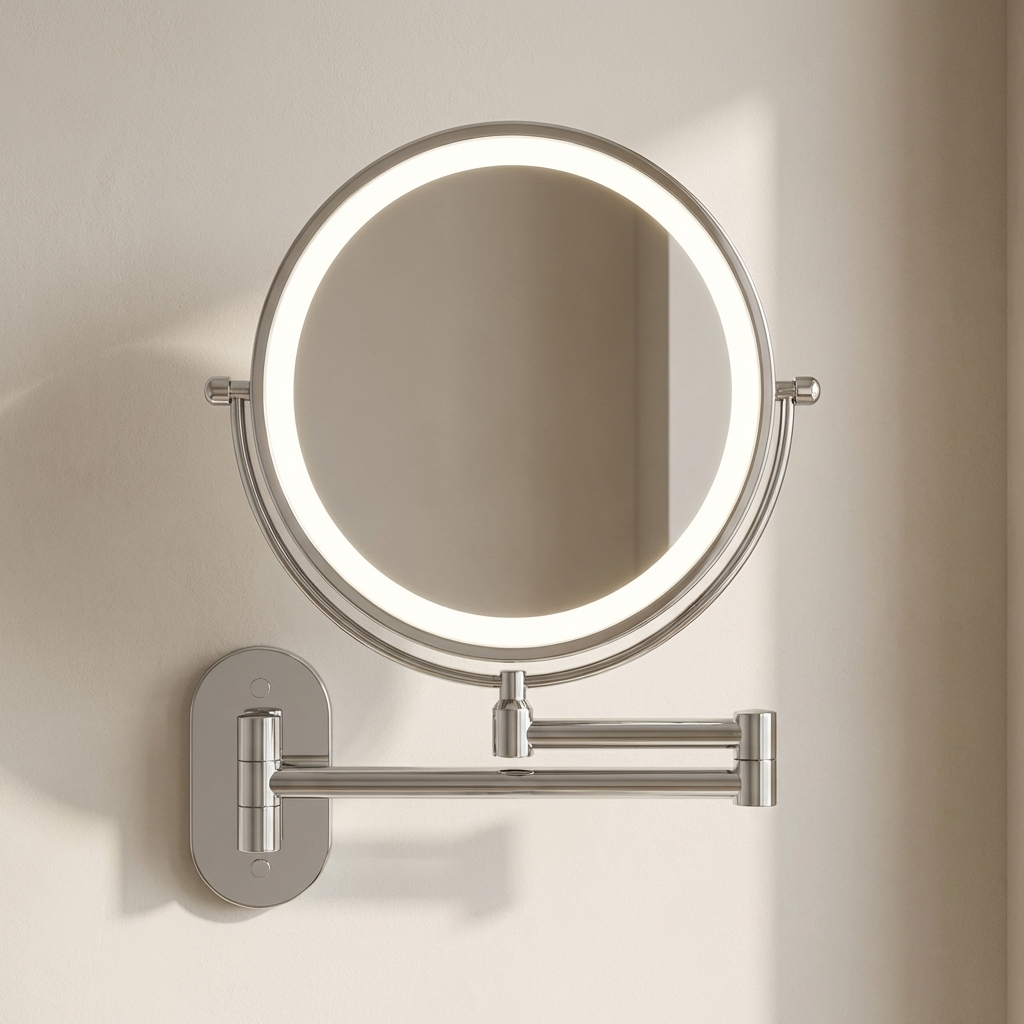 LED Wall Mirror | Magnifying Side With A Folding Swing Arm