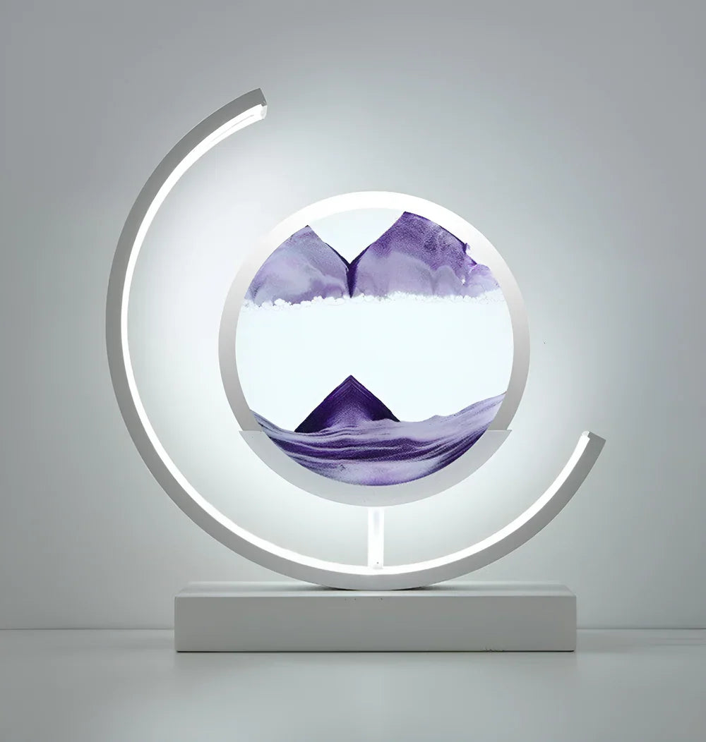 LED sand art table lamp with circular frame 11