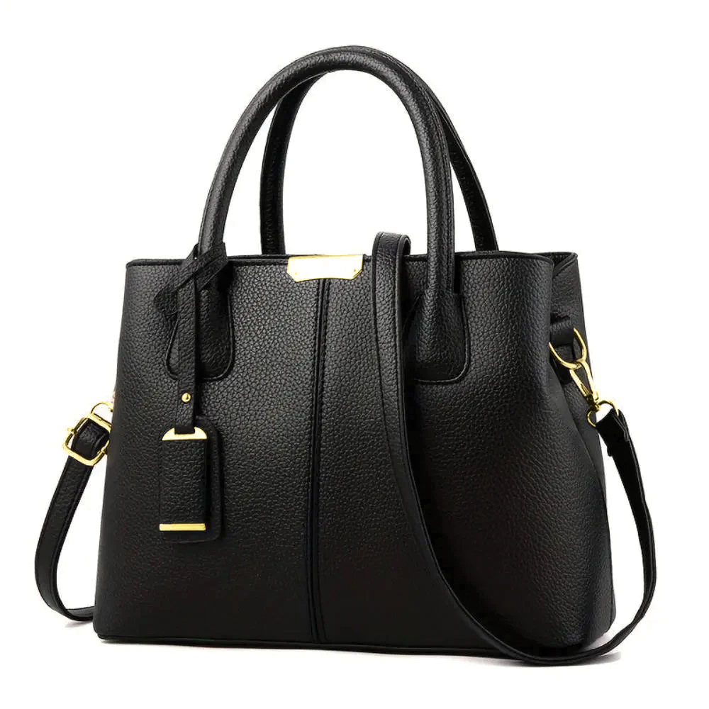 Leather Handbag - Vegan Structured Design with Detachable Strap