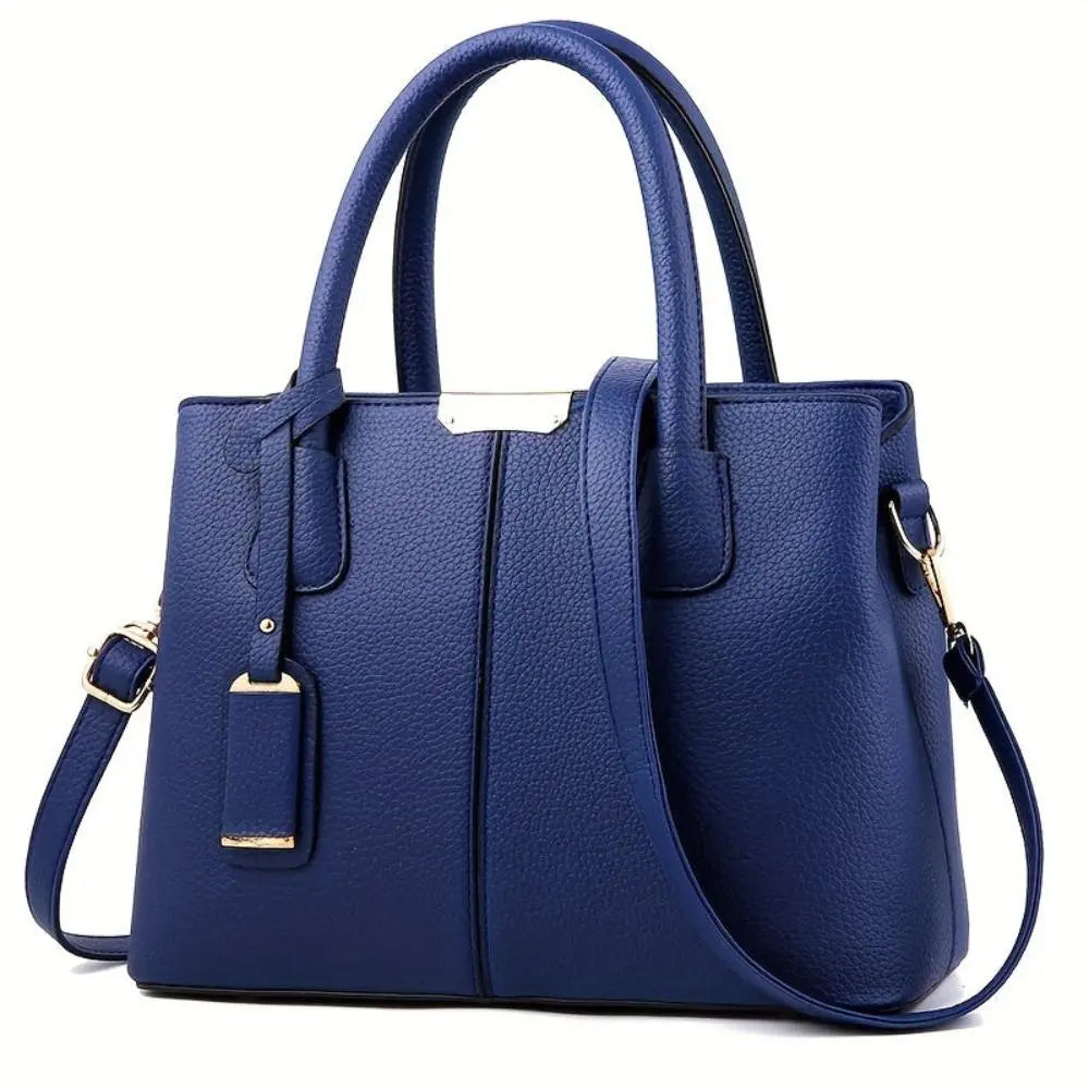 Leather Handbag - Vegan Structured Design with Detachable Strap