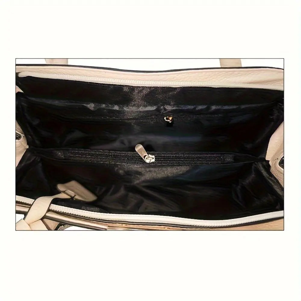 Leather Handbag - Vegan Structured Design with Detachable Strap