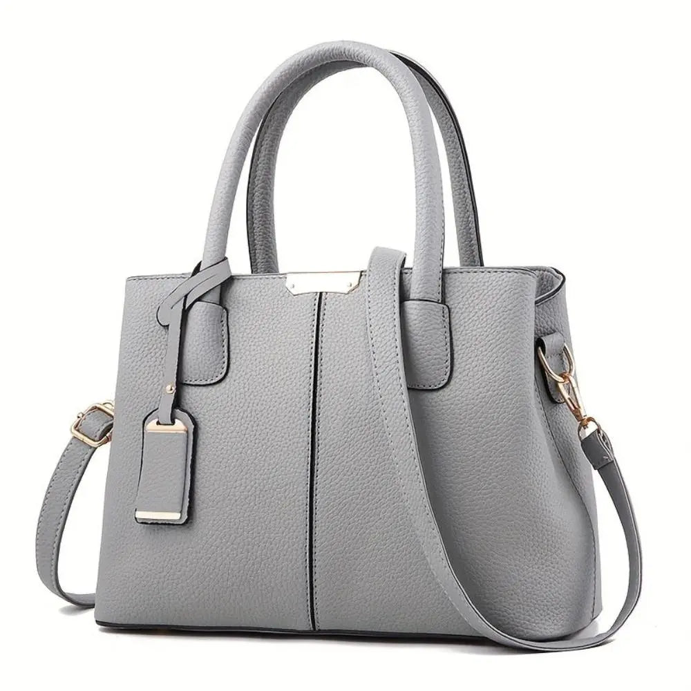 Leather Handbag - Vegan Structured Design with Detachable Strap