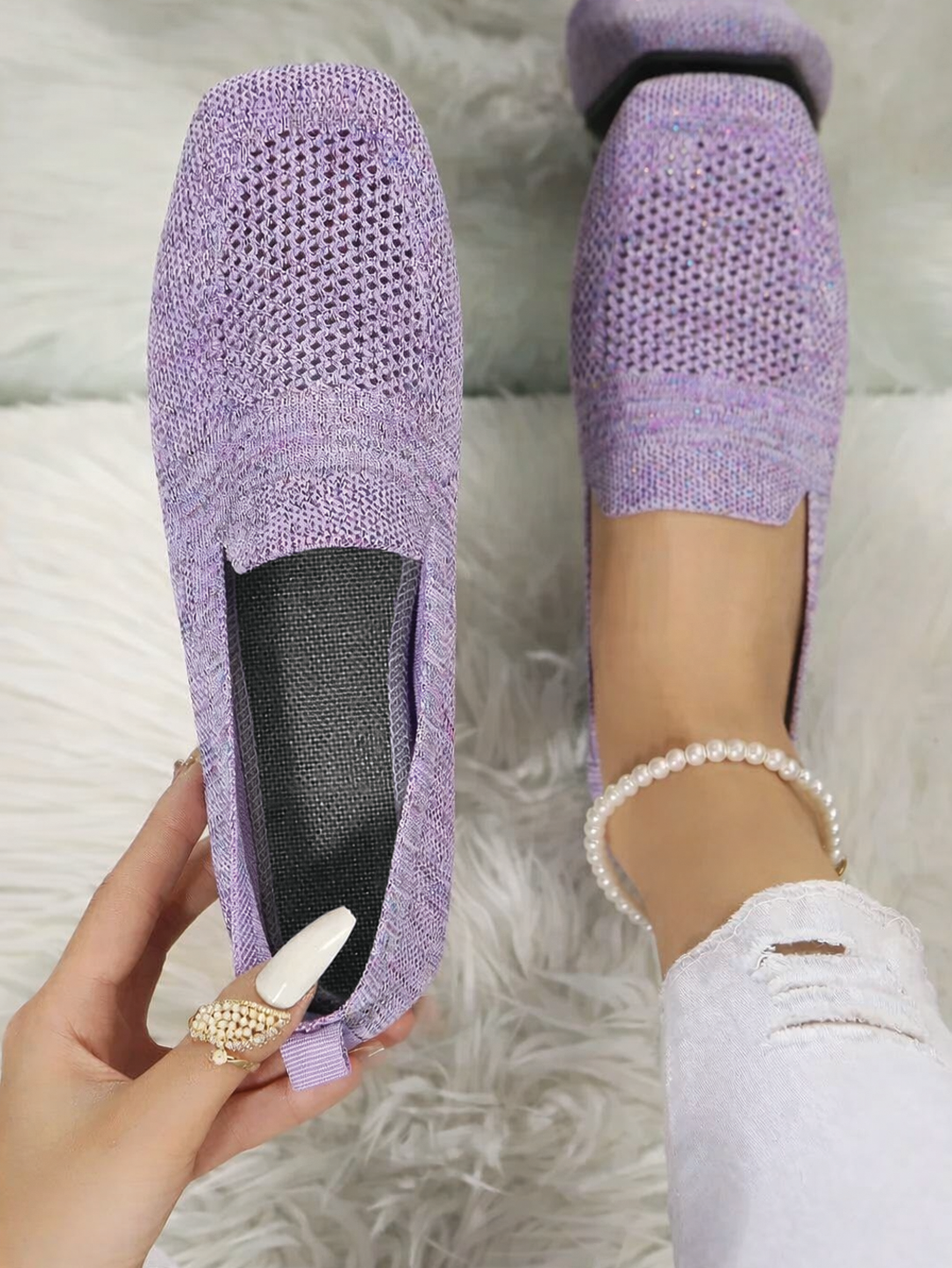 Lisa | Knit Slip-On Flats – Breathable Mesh with Cushioned Insole