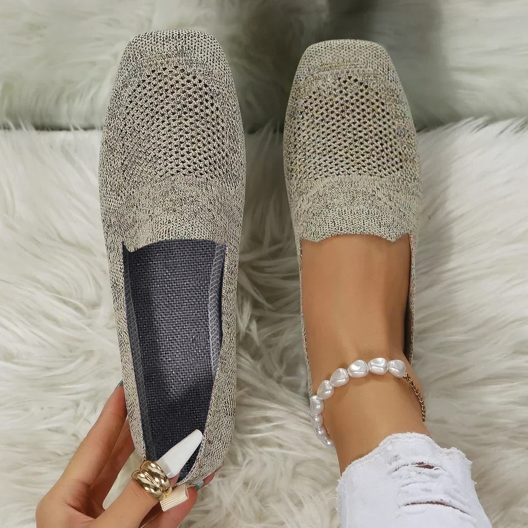 Lisa | Knit Slip-On Flats – Breathable Mesh with Cushioned Insole