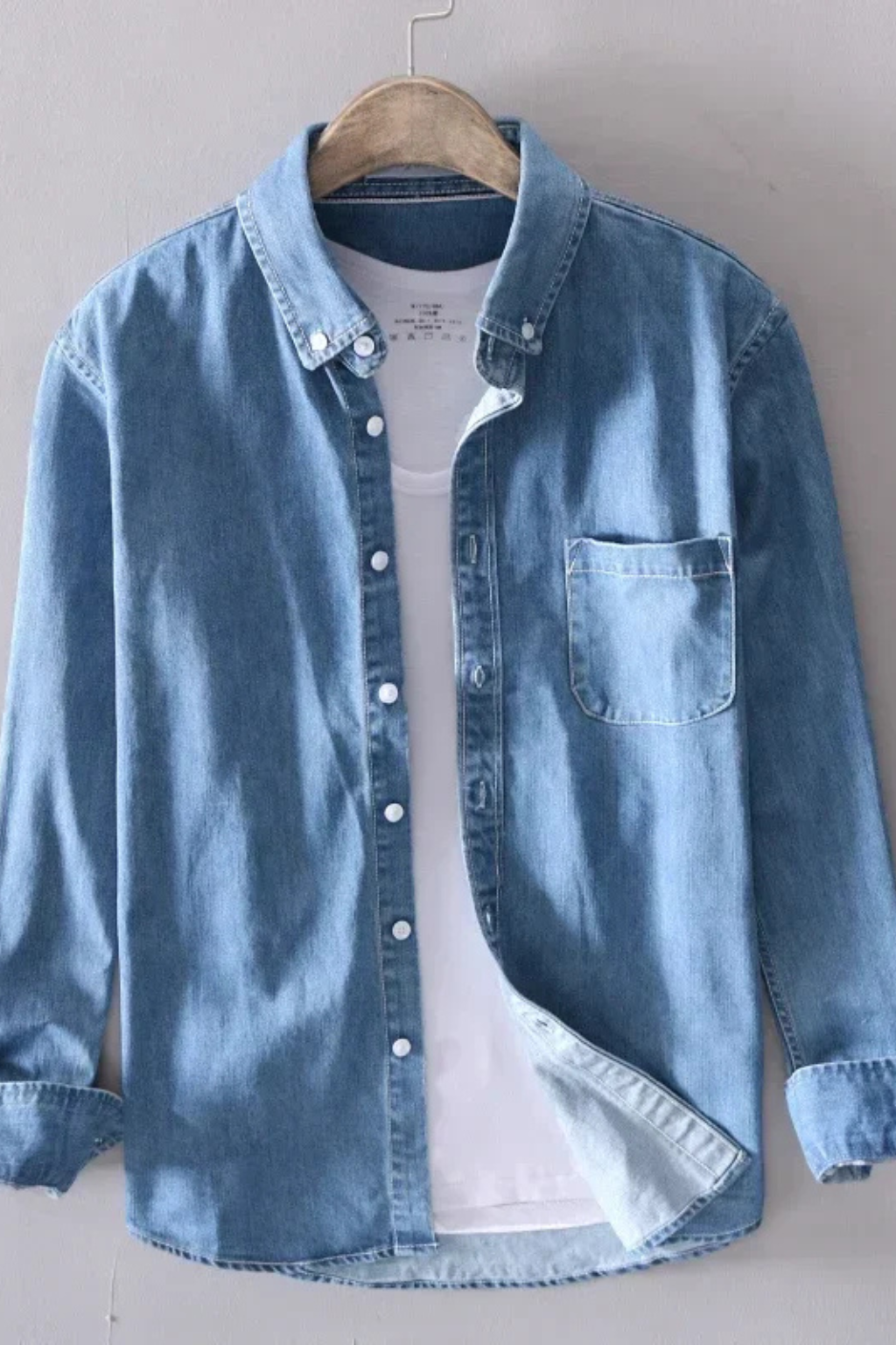 Lucas | Men's Shirt - Casual Button Down Denim in Light Wash 8