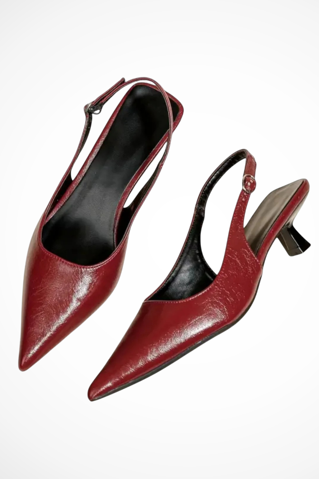 Lucinda | Women's Heels – Black Slingback Kitten with Glossy Finish
