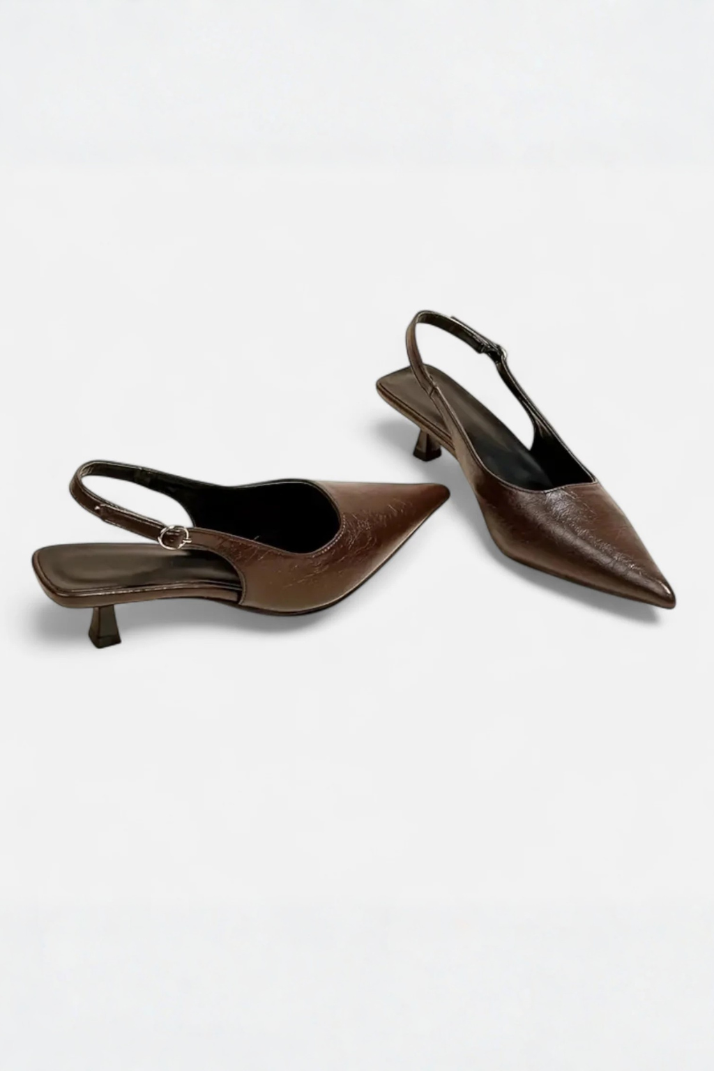 Lucinda | Women's Heels – Black Slingback Kitten with Glossy Finish