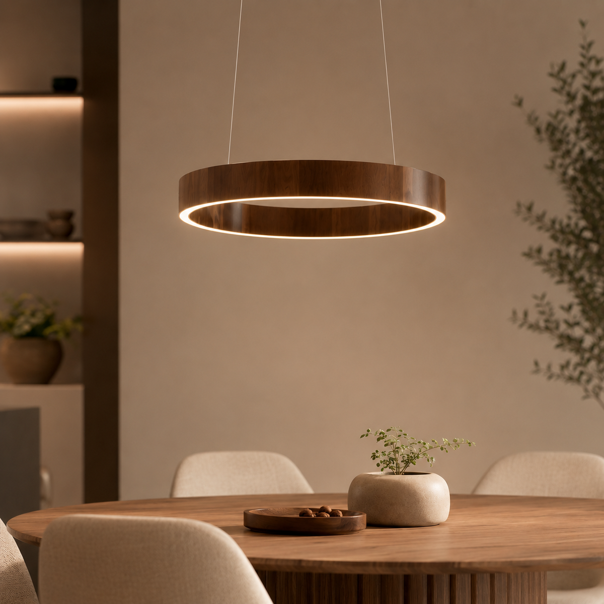 Round LED Ceiling Light Metal Acrylic | 3 Light Tones Dimmable Adjustable Height | Minimalist Living Room Lighting 2