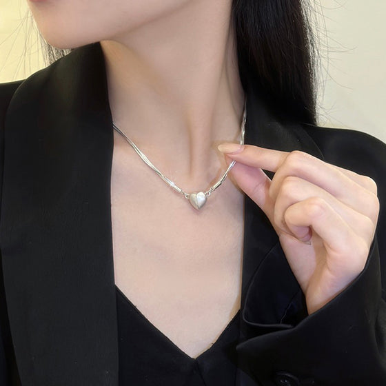 Magnetic Heart Pendant Necklace Women | Two-Piece Design Joins Together | Matching Gift for Couples and Friends