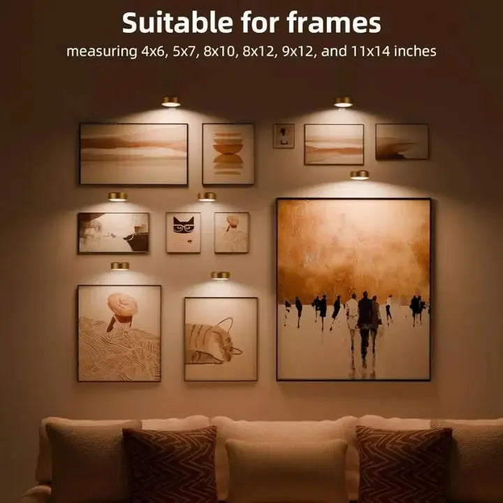 Magnetic LED Picture Light Aluminium Alloy | Tool-Free Installation, 12H Runtime | Stepless Dimming 300 Lumens