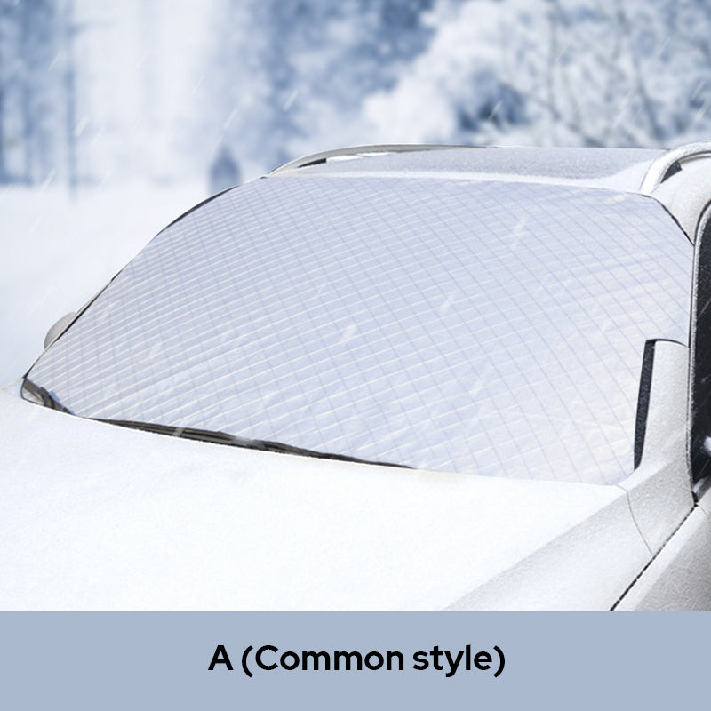 Magnetic Windscreen Cover Aluminium Film & Cotton | 5-Magnet Elastic Fit with Mirror Covers | Snow, Frost & Sun Protection