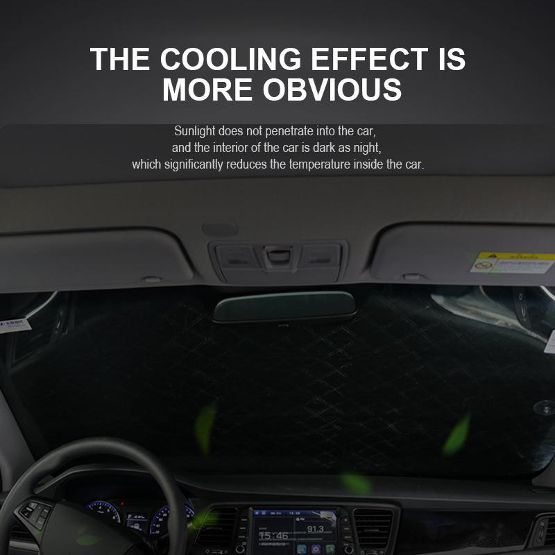Magnetic Windscreen Cover Aluminium Film & Cotton | 5-Magnet Elastic Fit with Mirror Covers | Snow, Frost & Sun Protection