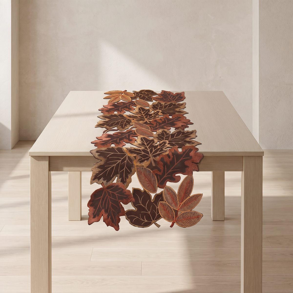 Maple Leaf Table Runner | Cut-Out Edge, Raised Stitching