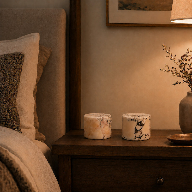 Marble Lamp – Handmade, White with Unique Veins for Modern Interiors and Ambient Lighting 5