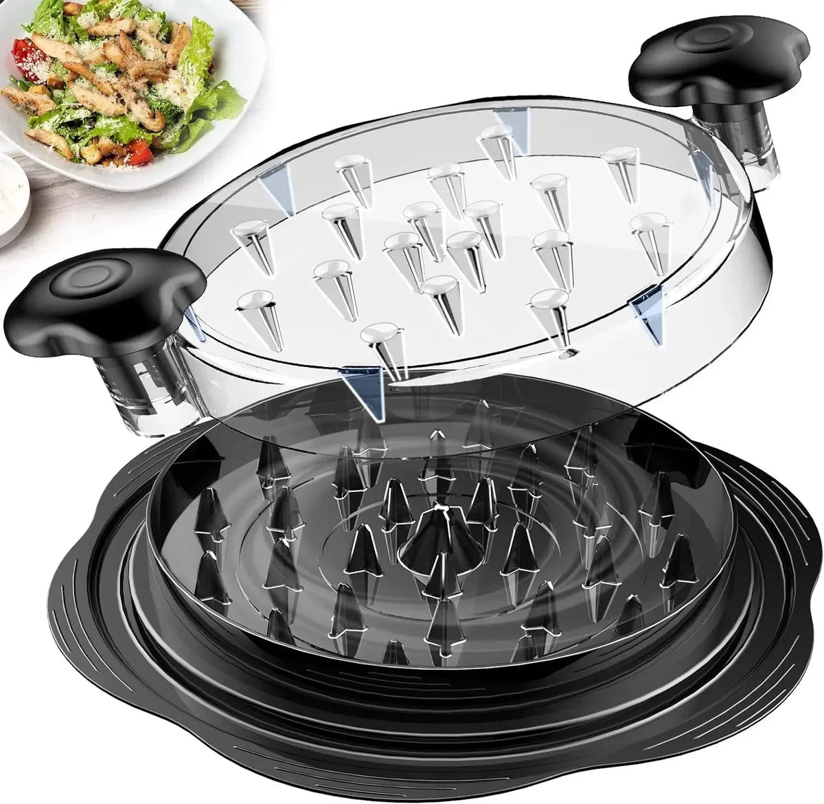 Meat Shredder Tool | Spiked Twist Lid, Twin Grip Handles