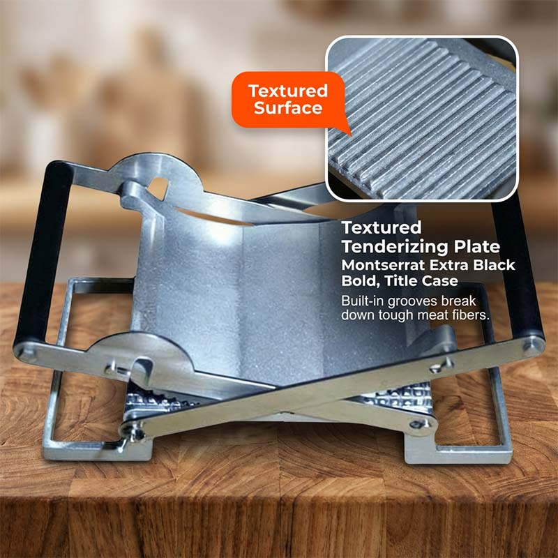 Meat Tenderiser Tool Rust-Resistant Metal | Scissor-Leverage Design with Non-Slip Grips | Tenderises Tough Cuts for Juicy Results