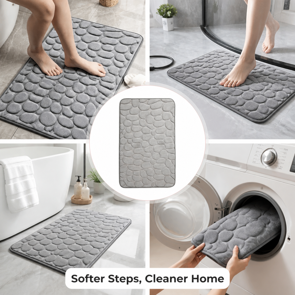 Memory Foam Bath Mat | Non-Slip SBR Backing | Fast-Drying, Cushioned Comfort for Warm, Non-Slip Bathroom Floors