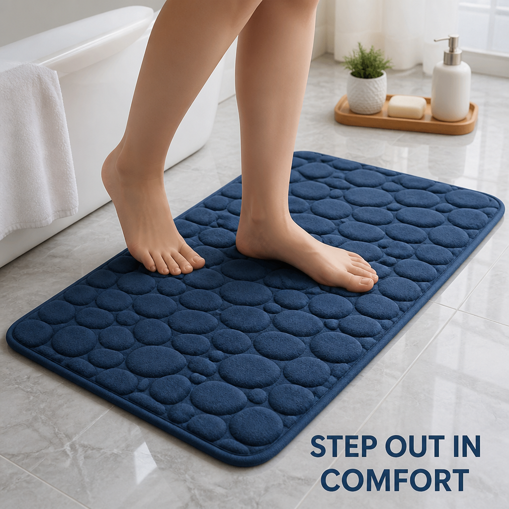 Memory Foam Bath Mat | Non-Slip SBR Backing | Fast-Drying, Cushioned Comfort for Warm, Non-Slip Bathroom Floors