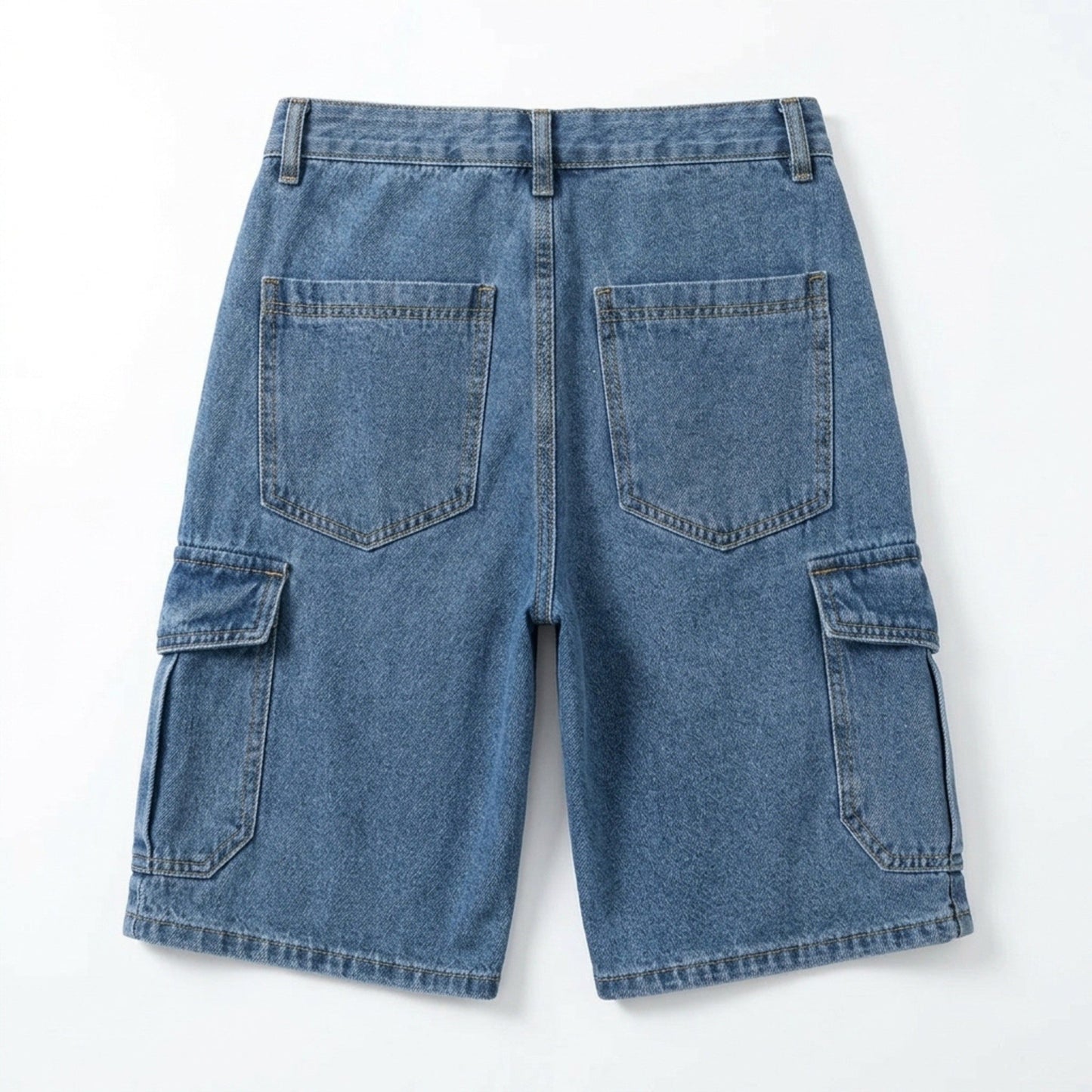 Men's Cargo Denim Shorts – Relaxed Fit, Knee-Length, Multi-Pocket