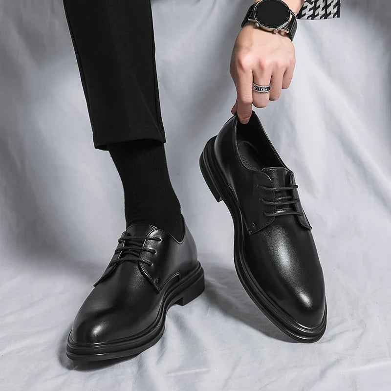 Men's Black Dress Shoes – Classic High-Gloss Derby Design