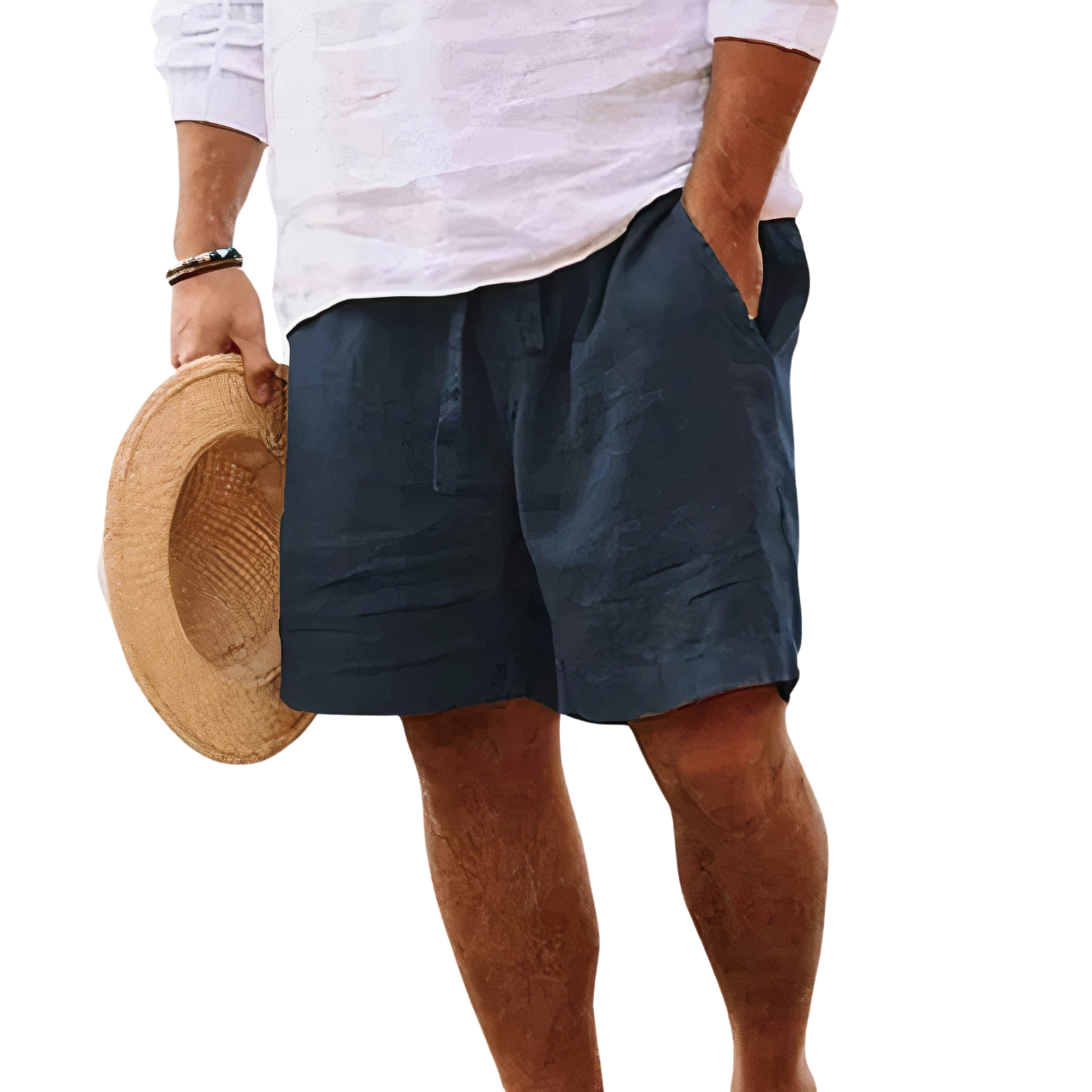 Men's Cotton Linen Shorts – Relaxed Fit Drawstring Waist